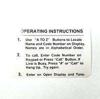 Doorking Instruction Label | A, Z, CALL